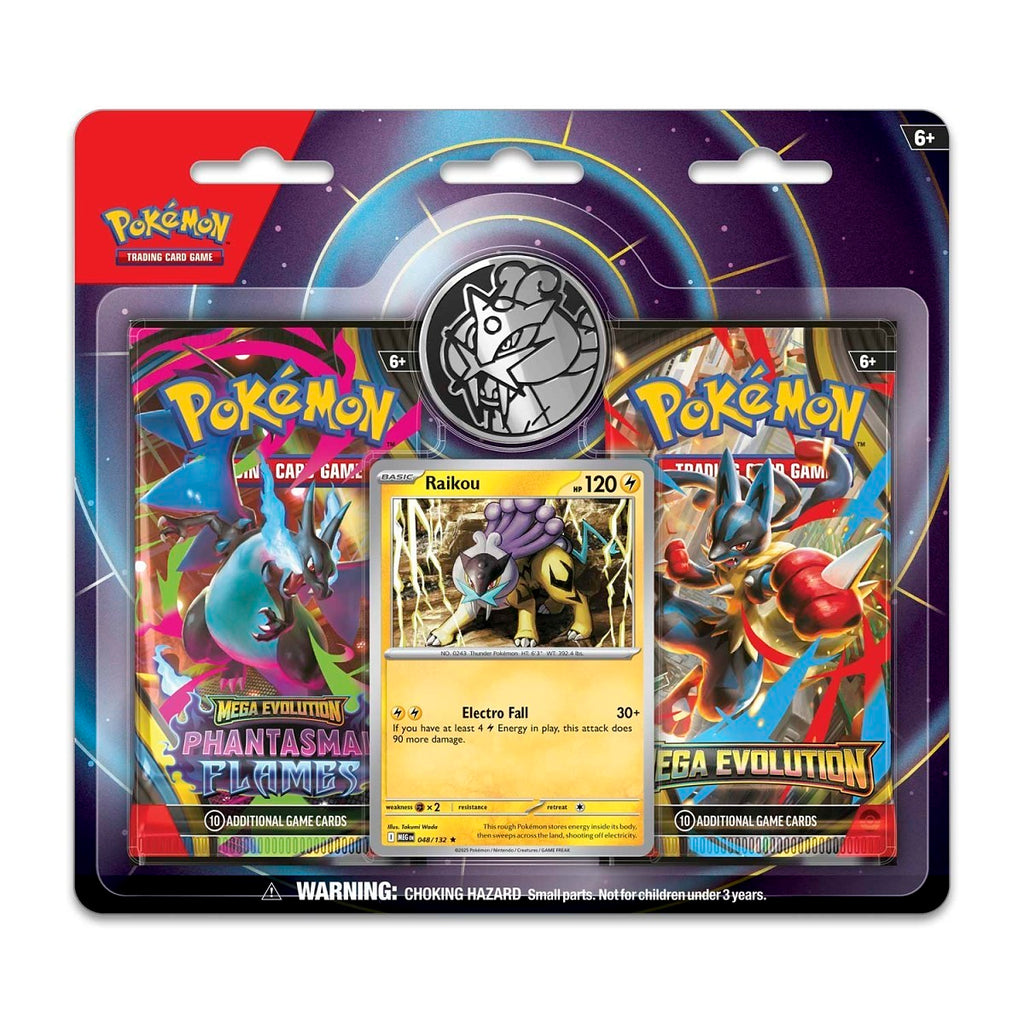 Pokémon TCG: Raikou Card, Coin & 2 Booster Packs Mega Evolution/ Phantasmal Flames