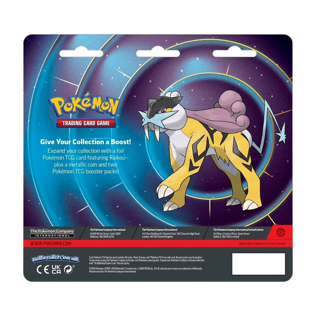Pokémon TCG: Raikou Card, Coin & 2 Booster Packs Mega Evolution/ Phantasmal Flames
